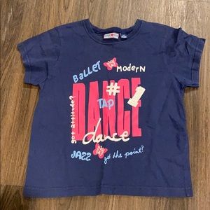 Girls Large 14 Navy Blue Dance T-Shirt Ballet